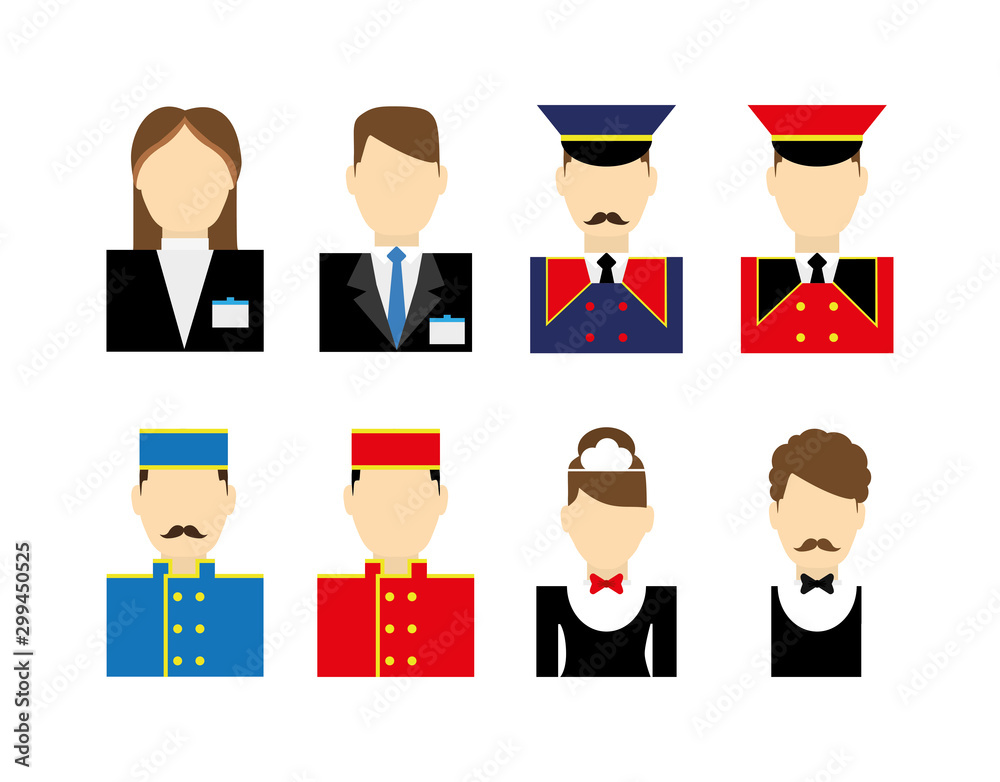 Variety hotel jobs icon set pack vector design Variety hotel jobs icon set pack vector design