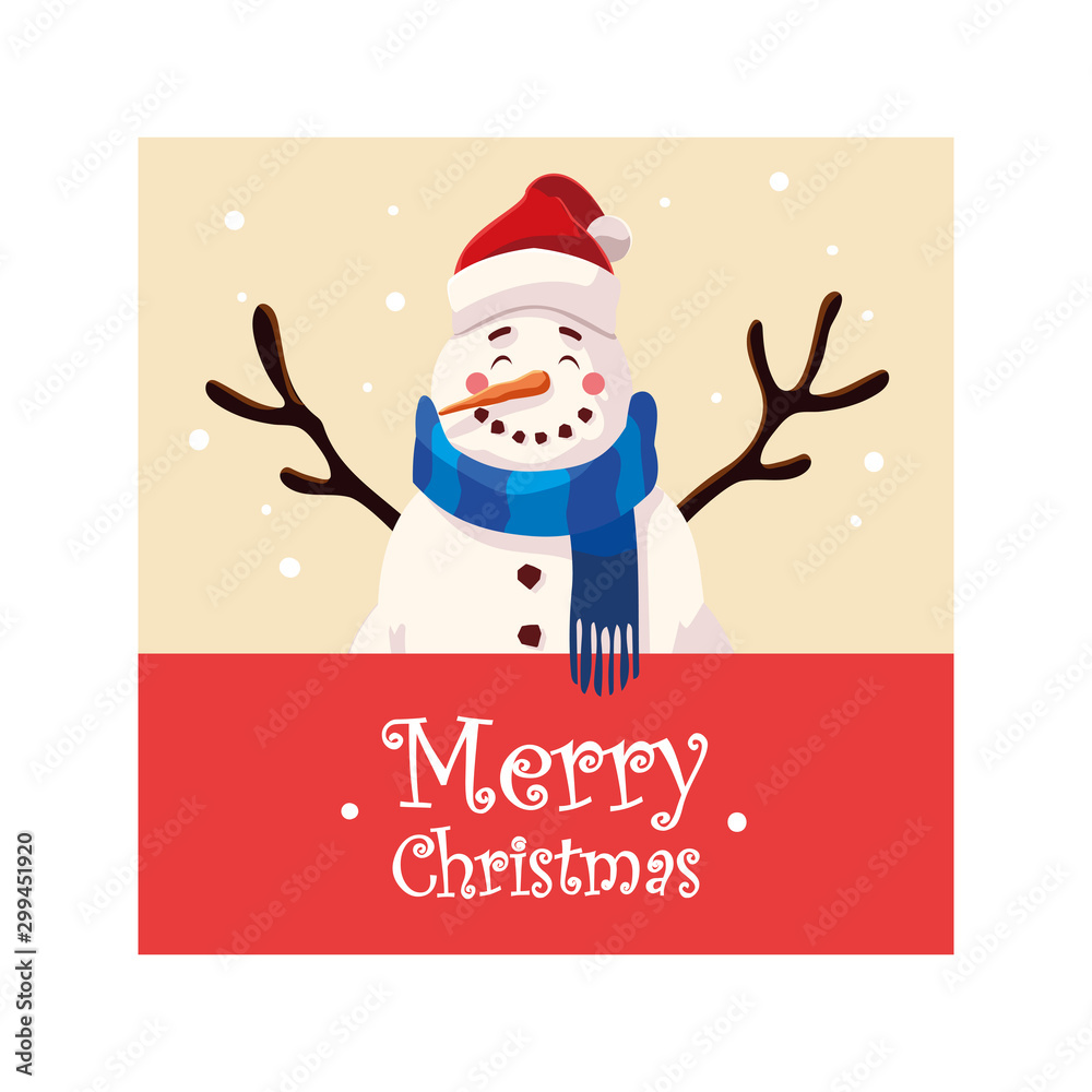 Merry christmas snowman cartoon vector design