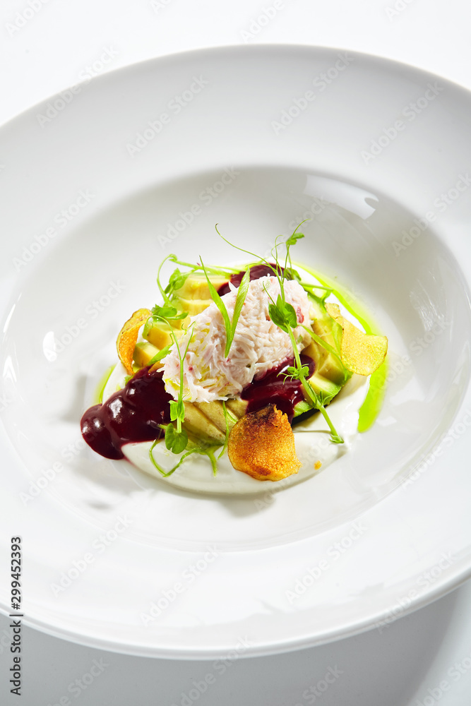 Exquisite Serving Avocado Salad with Truffle and Crab Exquisite Serving Avocado Salad with Truffle and Crab