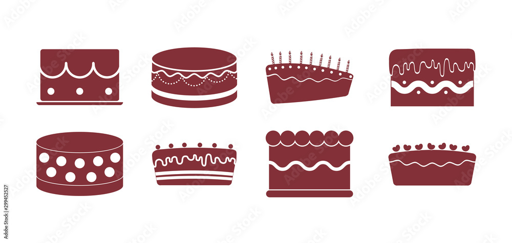 Variety cake icon set pack vector design Variety cake icon set pack vector design