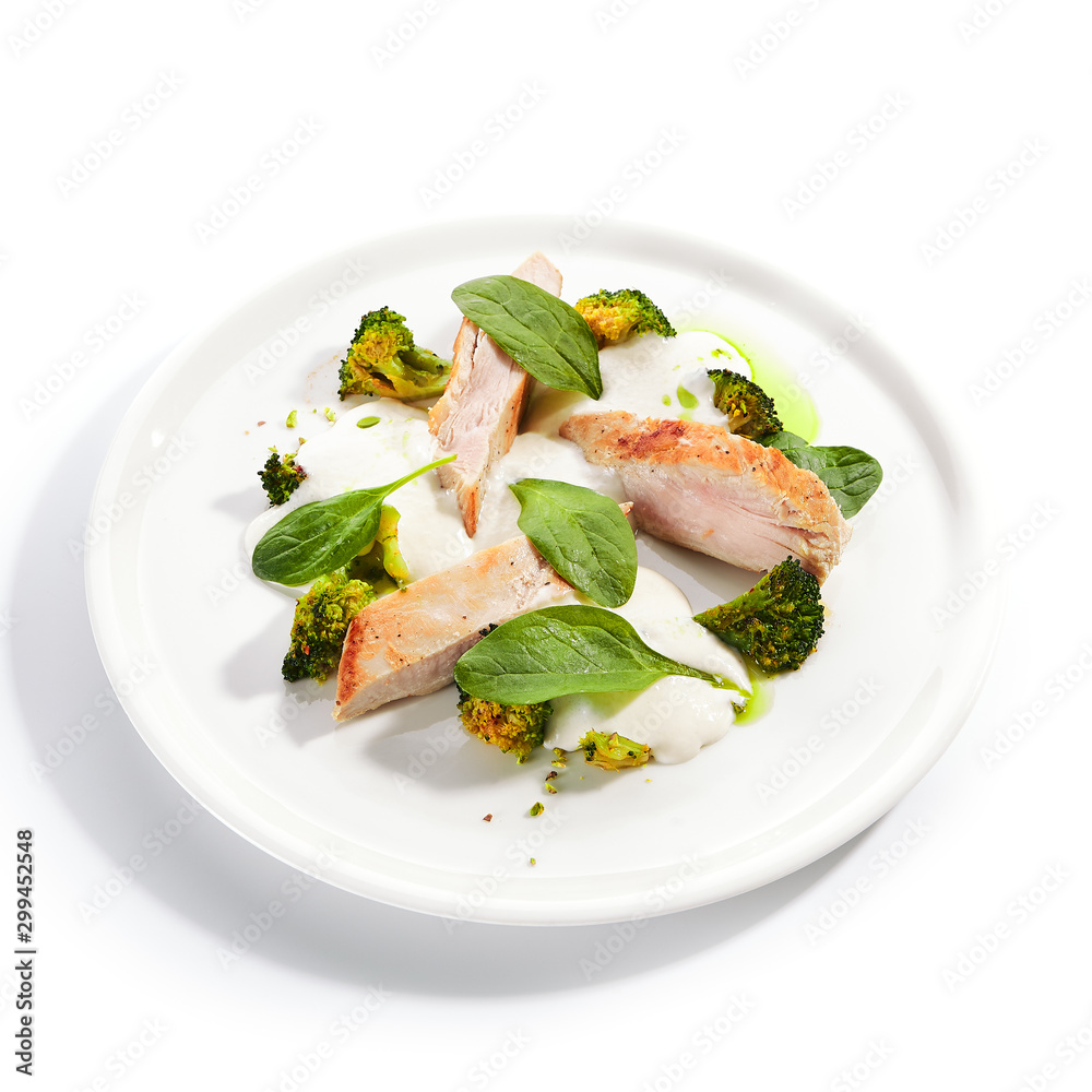 Turkey Fillet with Baked Cabbage Broccoli and Cheese Espuma Turkey Fillet with Baked Cabbage Broccoli and Cheese Espuma