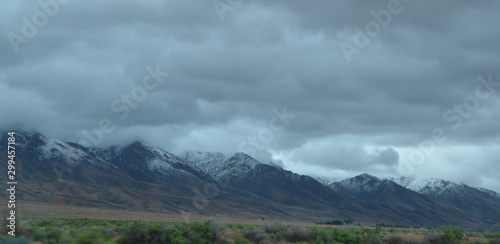 Late Spring in Nevada: Clouds Hang Low over the Snow-Capped Humboldt Range
