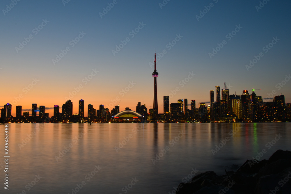 Cityscapes and night scenes of Toronto city in Canada
