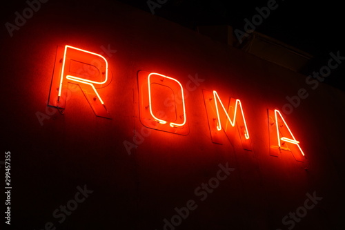 Canvas Print word rome in neon light