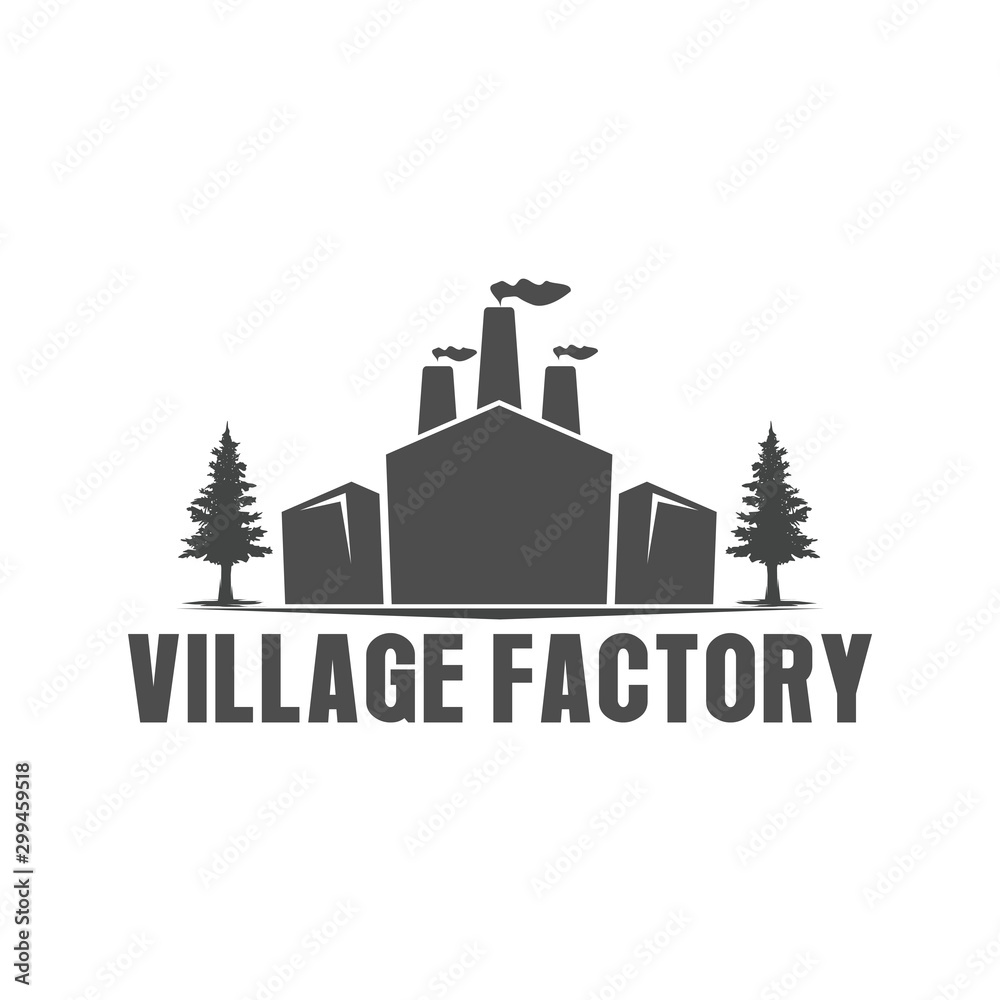 Factory building logo - factory logo with chimney simple minimalist icon.