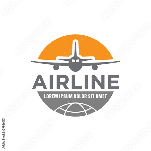Airline airplane travel agency logo design, transport vehicle icon simple minimalist, element adventure tourism.