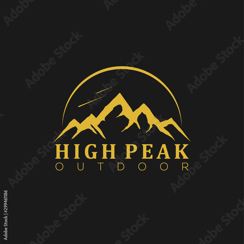 Outdoor mountain nature logo - adventure wildlife pine tree forest design