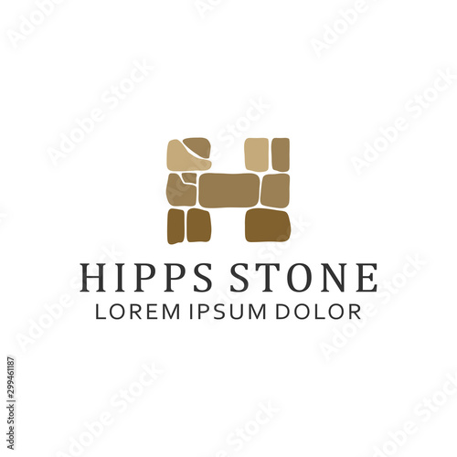 Stone tile gravel logo simple minimalist H initial.