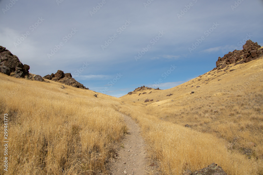 Trail Climbing through Desert Grassland in the Wilson Creek Trail System in Idaho