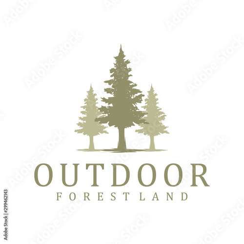 Pine tree forest logo design park outdoor nature mountain eco farming organic