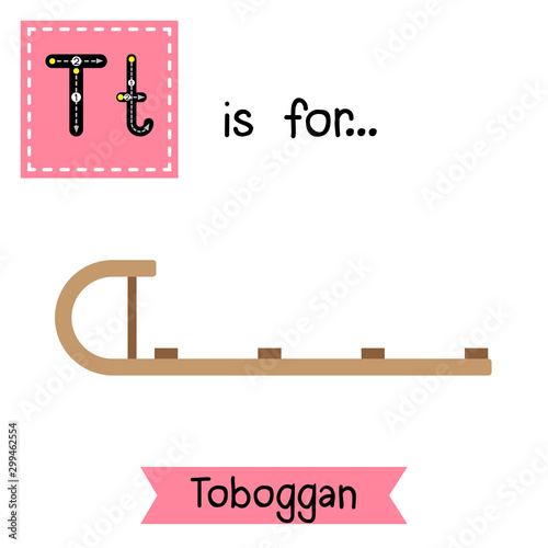 Letter T tracing. Toboggan