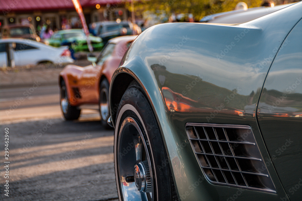 Closeup of a vintage car at a show in Denver Colorado