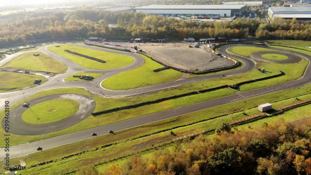 Aerial view above three sisters racing track driving sports venue. Aerial view above three sisters racing track driving sports venue.