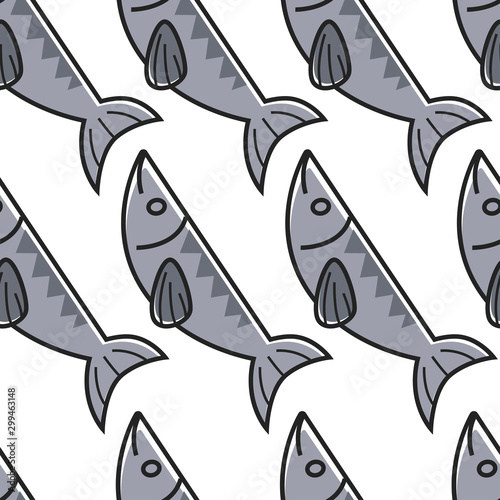 Portuguese fish seamless pattern sardine travel to Portugal