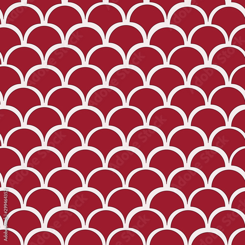 Vector red and white fishscale seamless pattern background