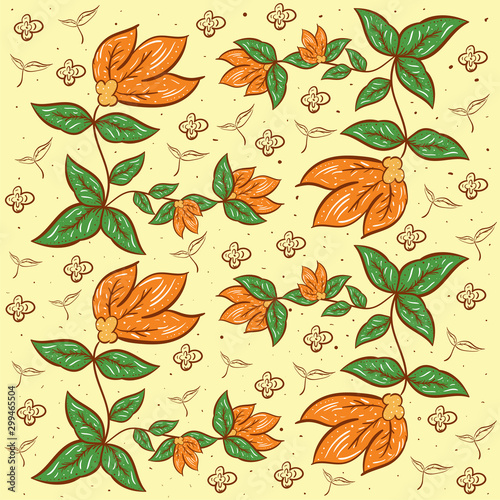 indonesian batik with plant floral motifs seamless pattern for Wallpaper  whole Cloth  textile  Original From Indonesia