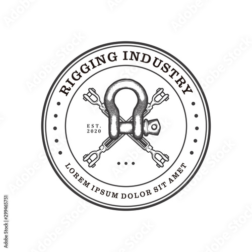 Billede på lærred Rigger rigging industrial chain crane engineering tool equipment steel logo desi