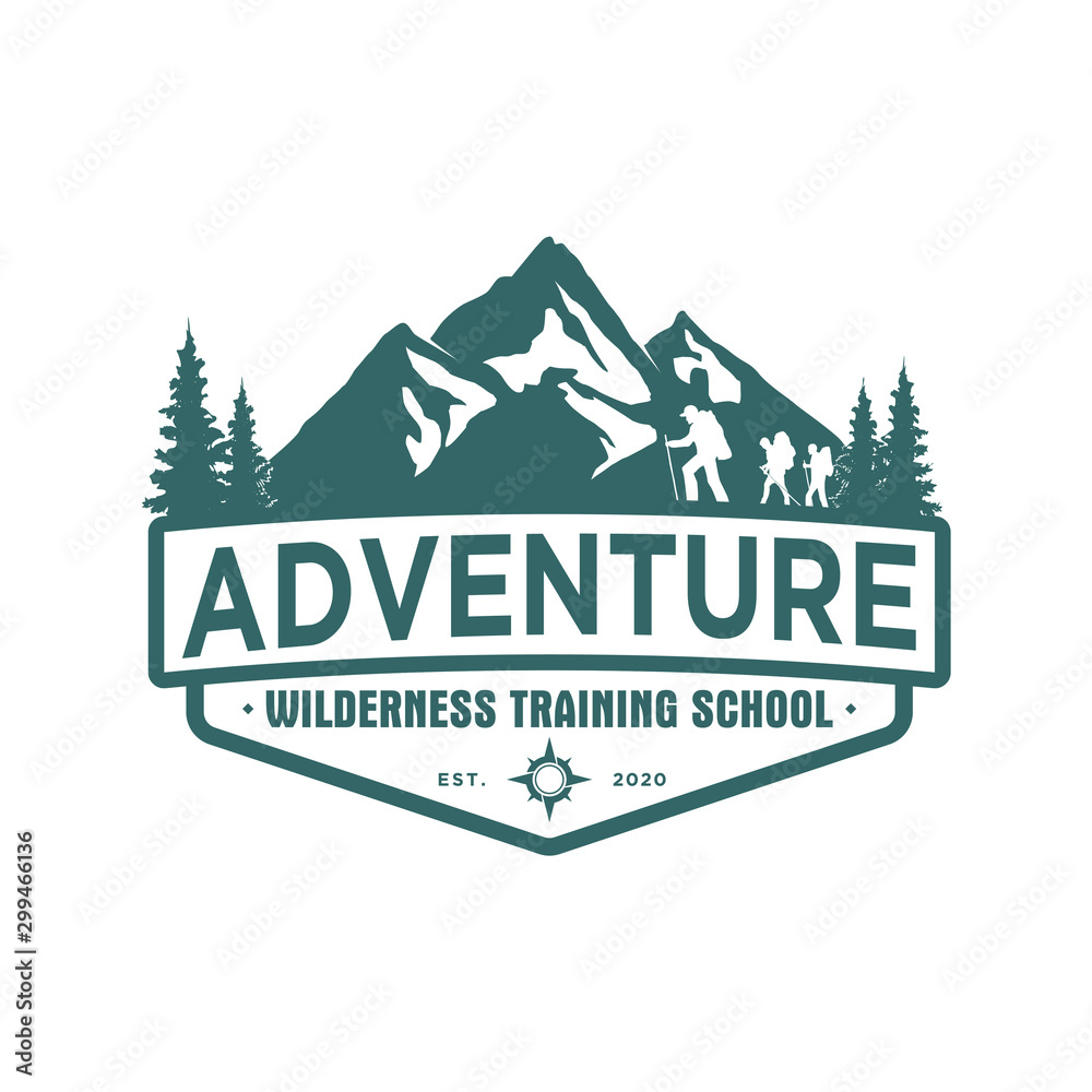 Outdoor mountain nature logo - adventure wildlife pine tree forest ...