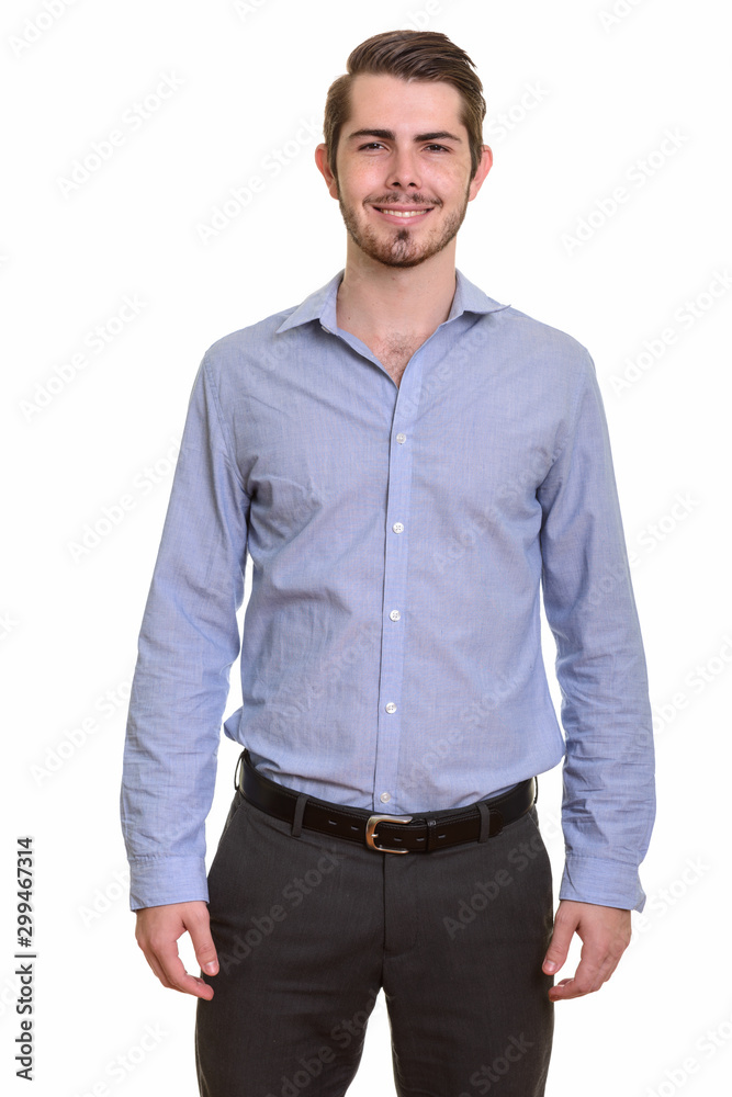 Portrait of happy young handsome bearded businessman Portrait of happy young handsome bearded businessman