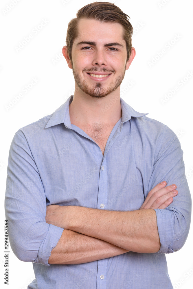 Portrait of happy young handsome bearded businessman Portrait of happy young handsome bearded businessman
