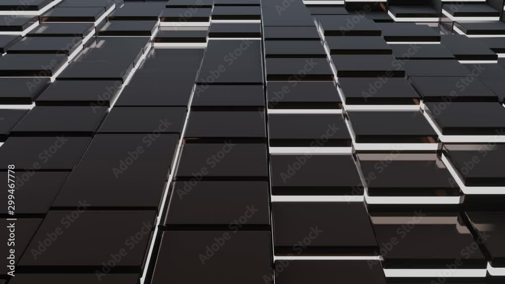 Metal cubes move in a wavy pattern. Abstract background. 3D rendering. Metal cubes move in a wavy pattern. Abstract background. 3D rendering.