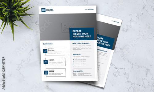 A4 minimalist modern elegant business template flayer vol 44 with blue, white and grey color cmyk ready to print in vector editable layer