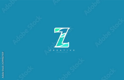 Letter Z Abstract Minimalist Linear Modern Blue Color Logotype