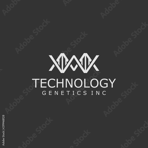 Deoxyribonucleic acid DNA logo icon simple minimalist business technology in the biology and life. nerve health medical.