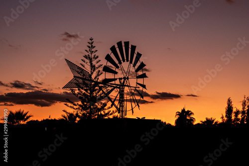 Windmühle im Abendrot in Sa Coma Mallorca