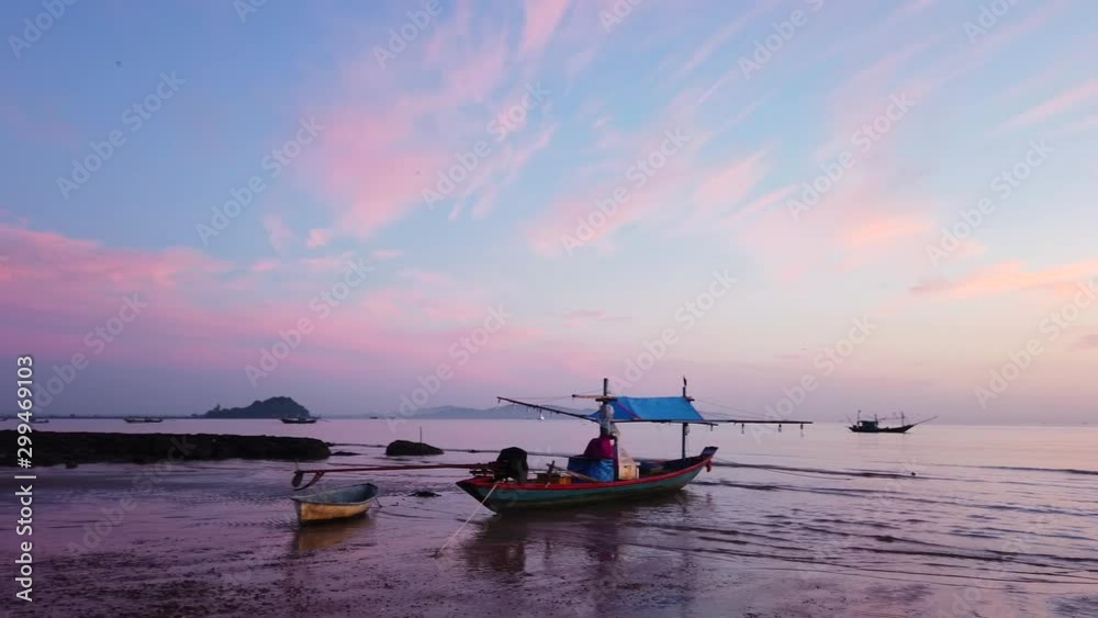 Fishing boat rest on beach in the morning. Fishing boat rest on beach in the morning.
