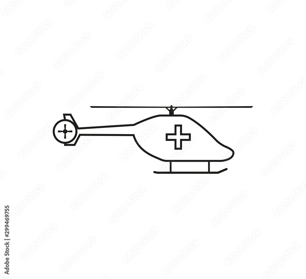 Medical Helicopter icon. Vector illustration, flat design.