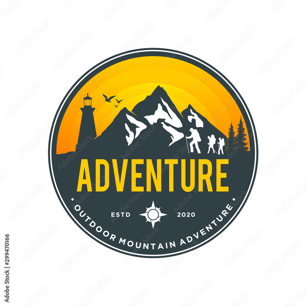 Outdoor mountain nature logo - adventure wildlife pine tree forest ...