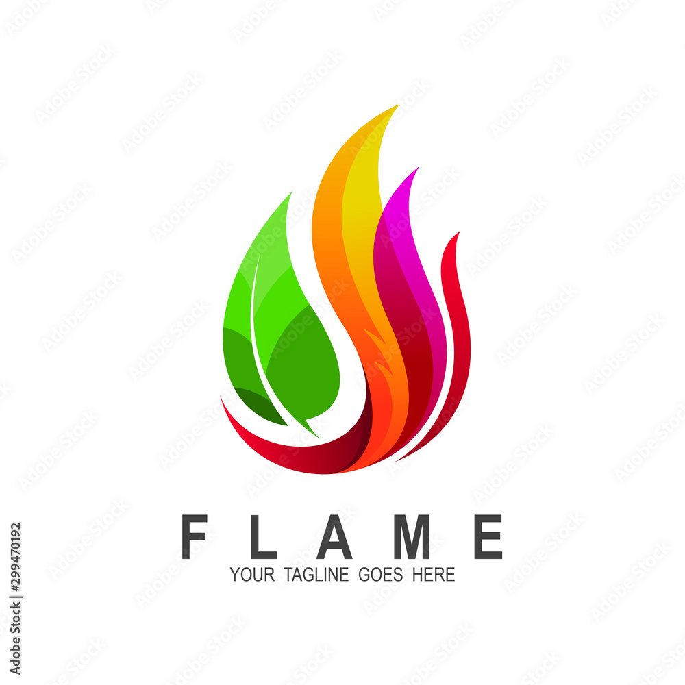 Fire leaf logo template vector, Flame and Leaves Logo Fire leaf logo template vector, Flame and Leaves Logo