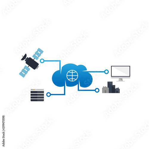 Computer internet cloud networking wide area network vector icon