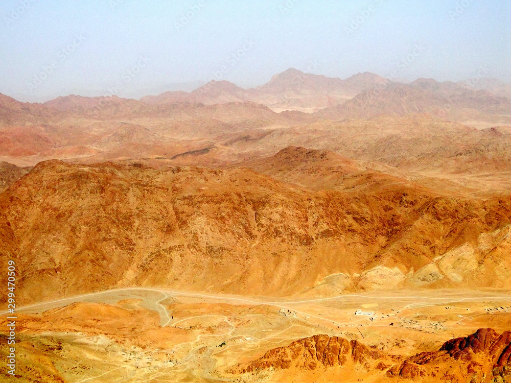 Panoramic view of the Mount Sinai from hill, a mountain in the Sinai