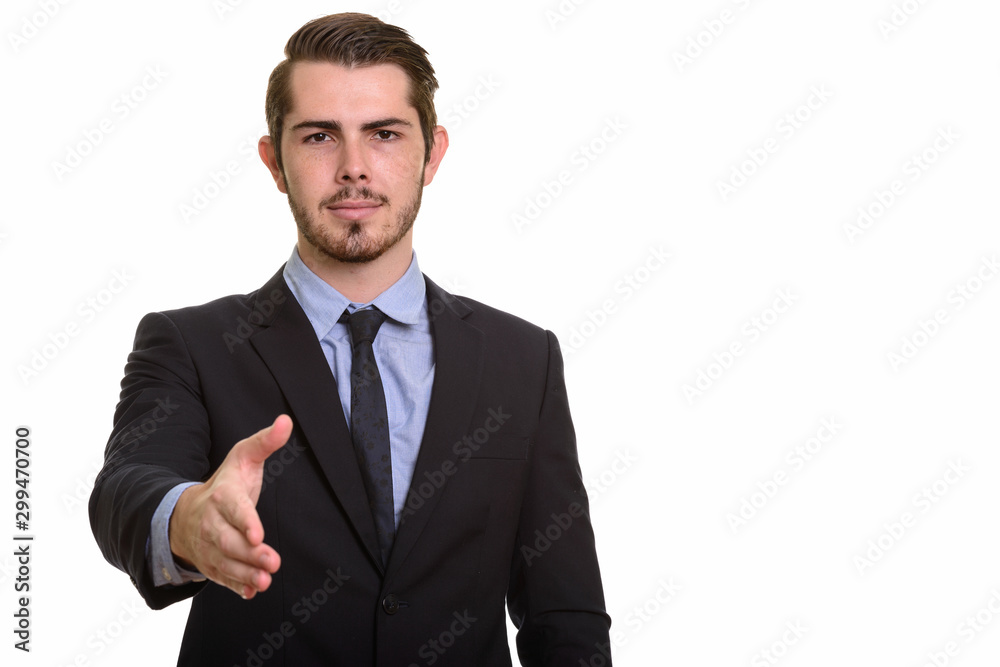 Portrait of young handsome bearded businessman in suit Portrait of young handsome bearded businessman in suit