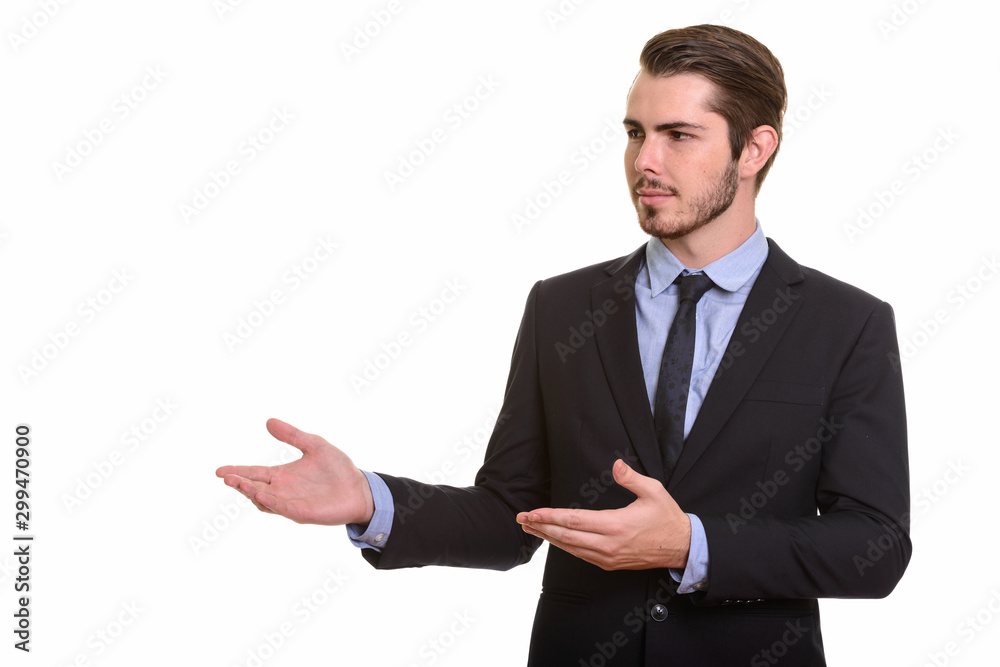 Portrait of young handsome bearded businessman in suit Portrait of young handsome bearded businessman in suit