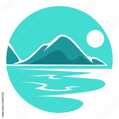 Landscape or seascape corporate identity round isolated icon