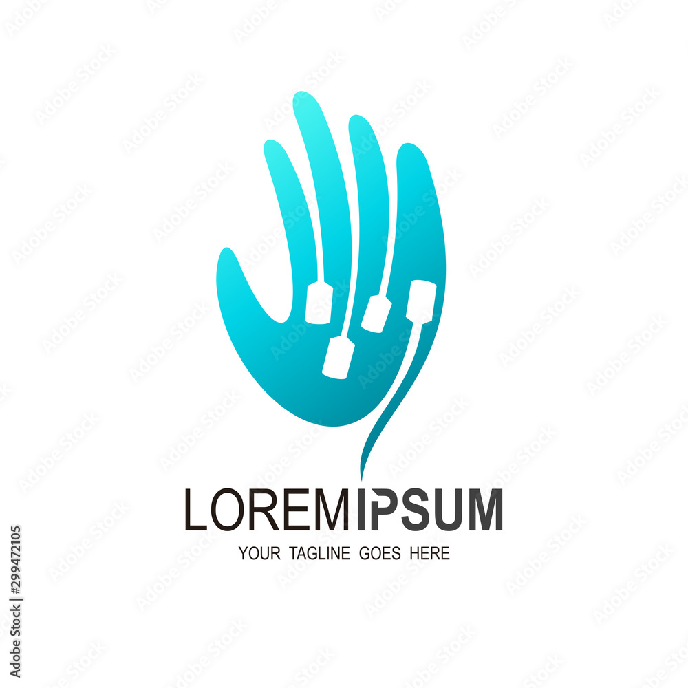 Hand stylized line logo. Blue variations included Hand stylized line logo. Blue variations included