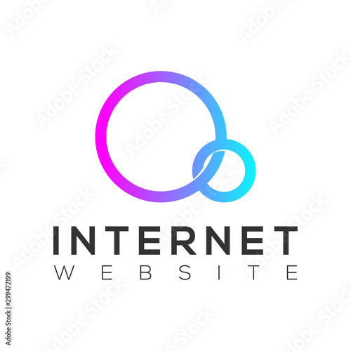 Internet website logo loop hula hoop circle round modern technology icon simple minimalist design.