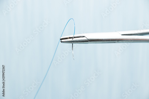 Suture thread. Nylon surgical thread.