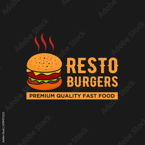 Burger logo design for brand label food restaurant