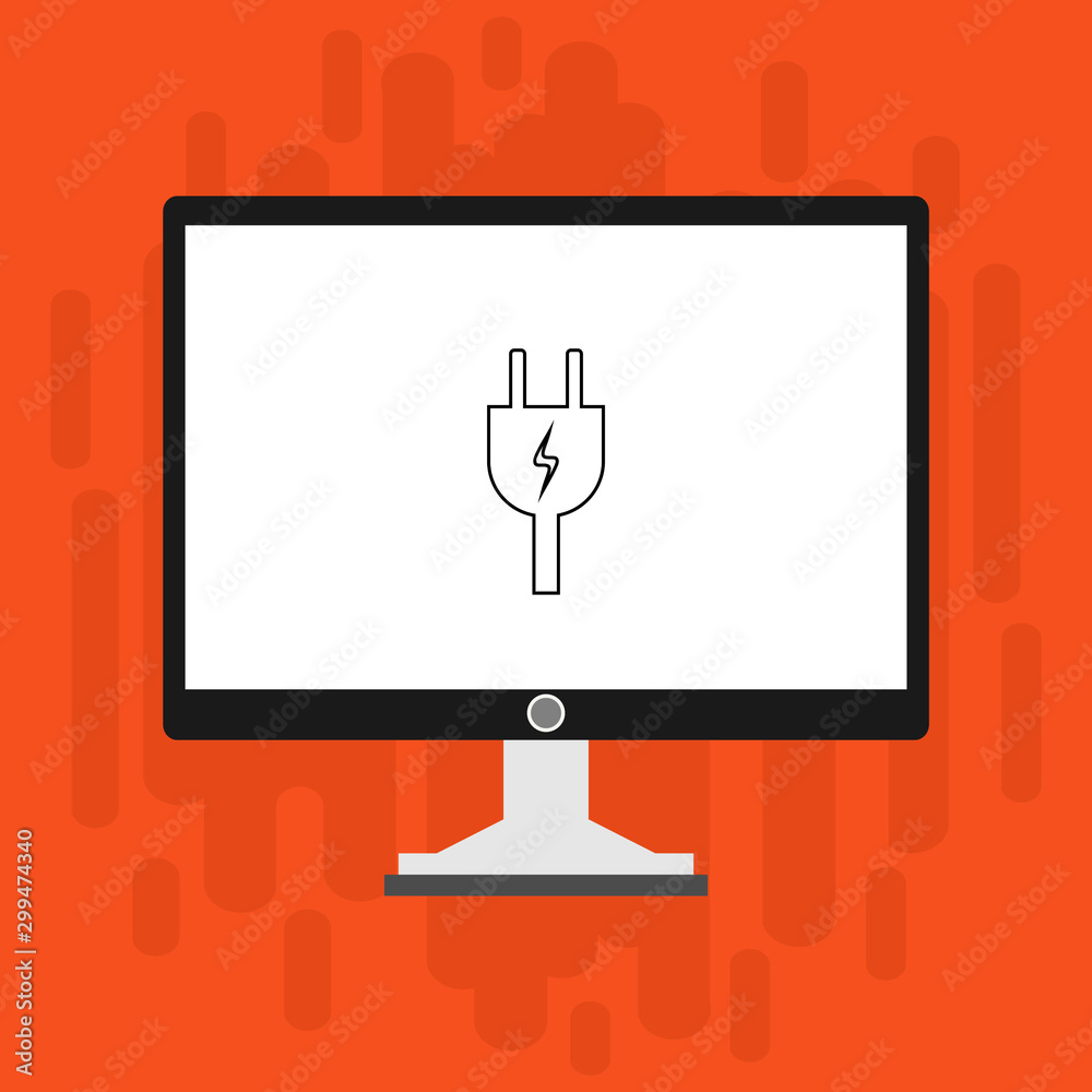 charge, power plug, adaptor with computer concept Flat illustration vector icon for web charge, power plug, adaptor with computer concept Flat illustration vector icon for web