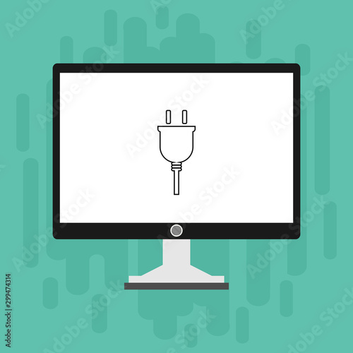 charge, power plug, adaptor with computer concept Flat illustration vector icon for web