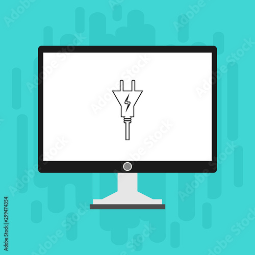 charge, power plug, adaptor with computer concept Flat illustration vector icon for web