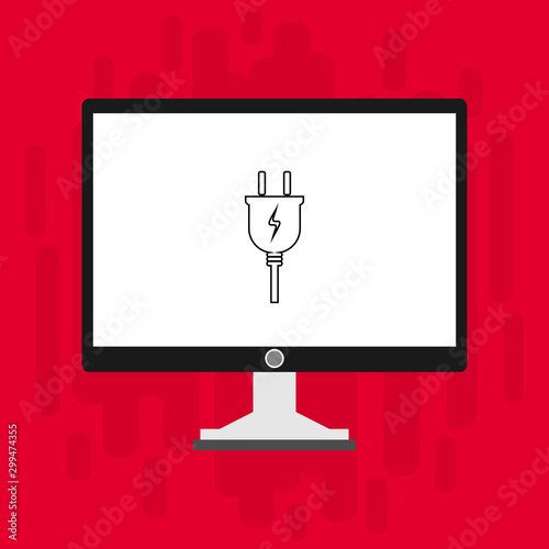 charge, power plug, adaptor with computer concept Flat illustration vector icon for web