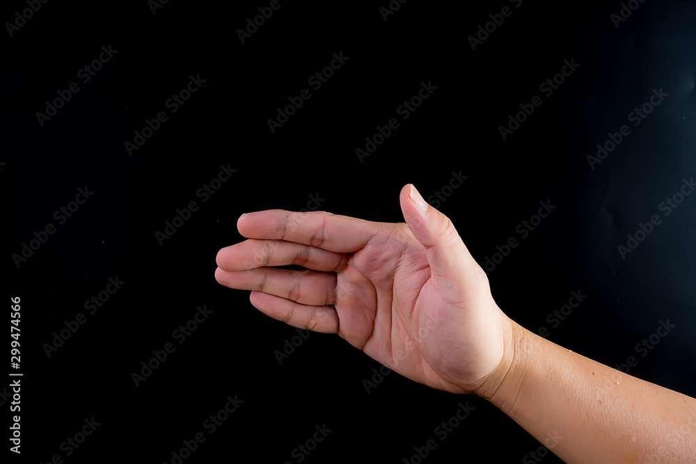 Hand symbols on black background, for drawing or used to communicate Hand symbols on black background, for drawing or used to communicate