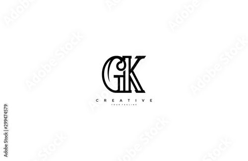 Monogram Linear Shape Linked Letter GK Logotype