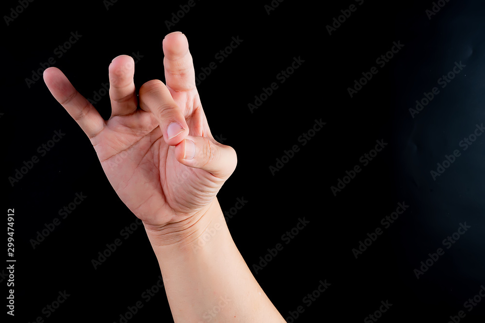 Hand symbols on black background, for drawing or used to communicate Hand symbols on black background, for drawing or used to communicate