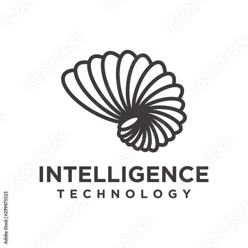 Shellfish clam intellegence modern technology logo